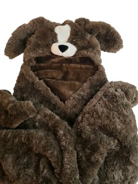 Little Miracles Puppy Hooded Blanket Brown Kids Baby Soft Comfort Soother Sleep